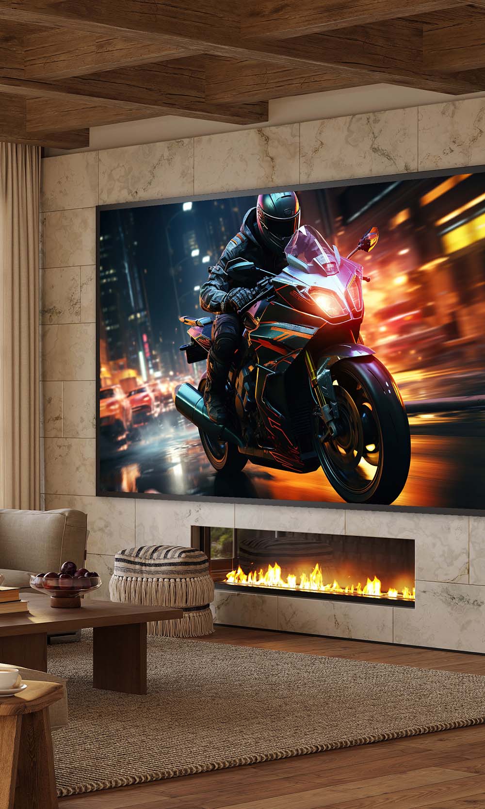 Big projector screen in a home theater