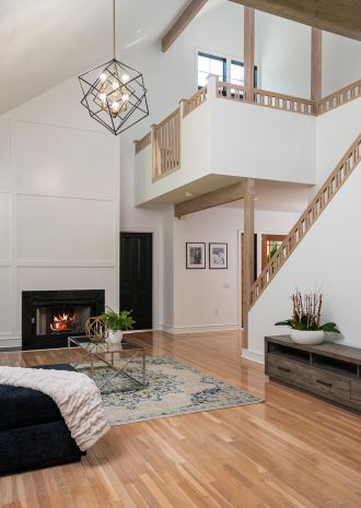 Staircase in wood and white